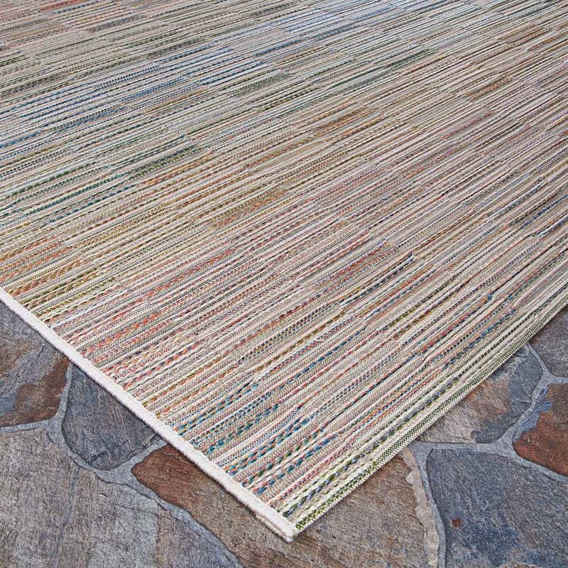 Highland Dunes Ellenton Striped Flatweave Multicolor Indoor Outdoor